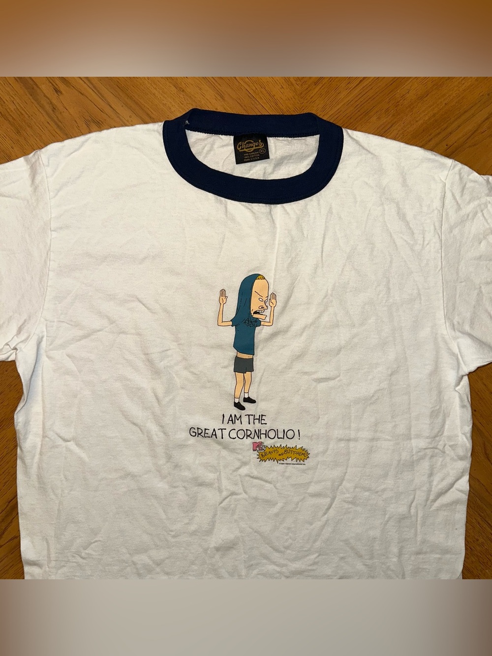 Vintage Beavis And Butthead I Am Cornholio Ringer Shirt Mens XL Y2K MTV TV Promo